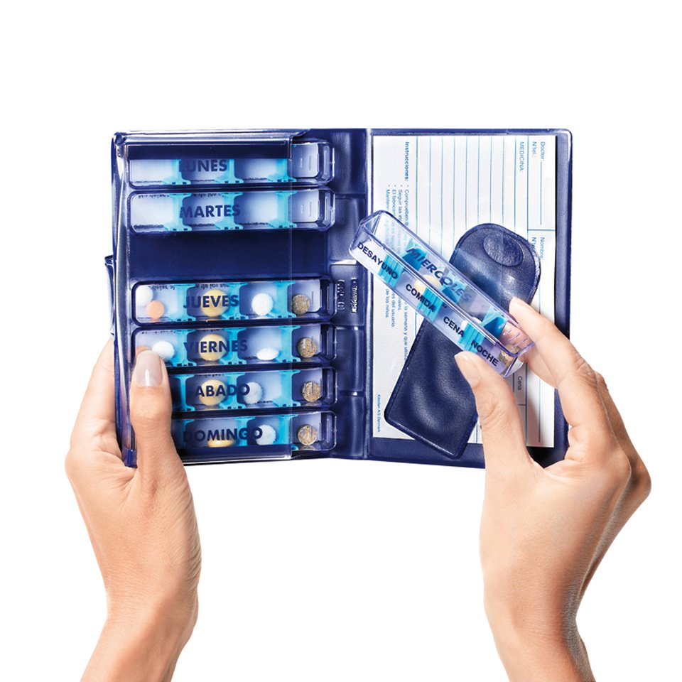 Pastillero semanal para organizar la medicación diaria