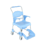 Silla de ducha y WC MOEM de 53 cm con ruedas giratorias