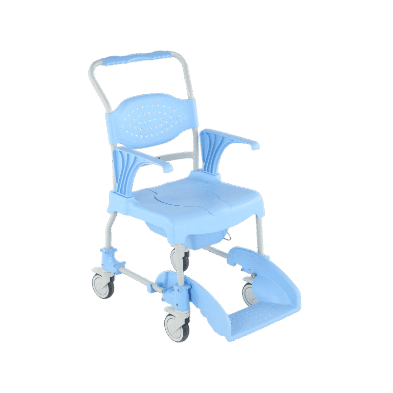 Silla de ducha y WC MOEM de 53 cm con ruedas giratorias